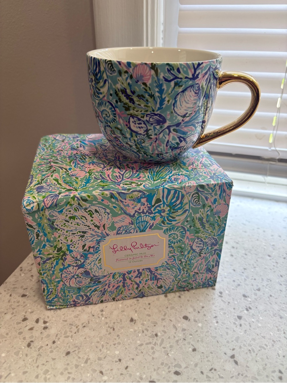 New in Box- Lilly Pulitzer Ceramic Mug Featured in Soleil it on Me Colorway